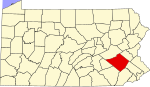 Map of Pennsylvania highlighting Berks County